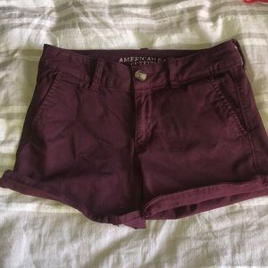 NWOT AEO Burgandy Midi Shorts